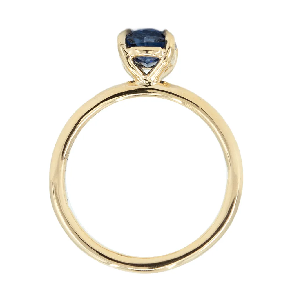 1.53ct Oval Royal Blue Sapphire Solitaire Ring In 14K Yellow Gold