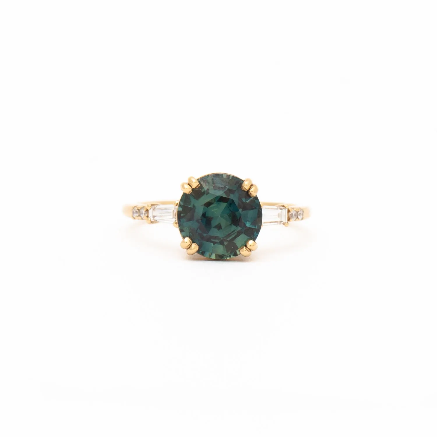 3.20 ct Teal Round Sapphire Sylvie Ring