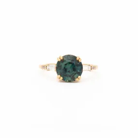 3.20 ct Teal Round Sapphire Sylvie Ring