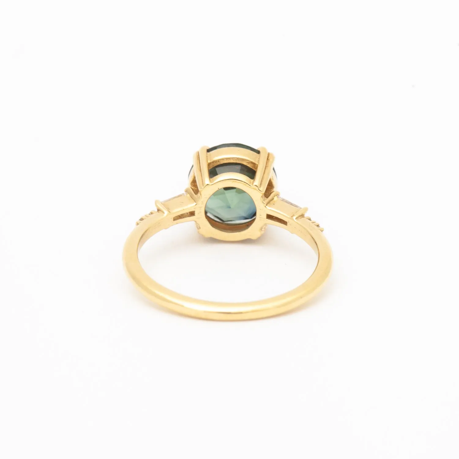 3.20 ct Teal Round Sapphire Sylvie Ring