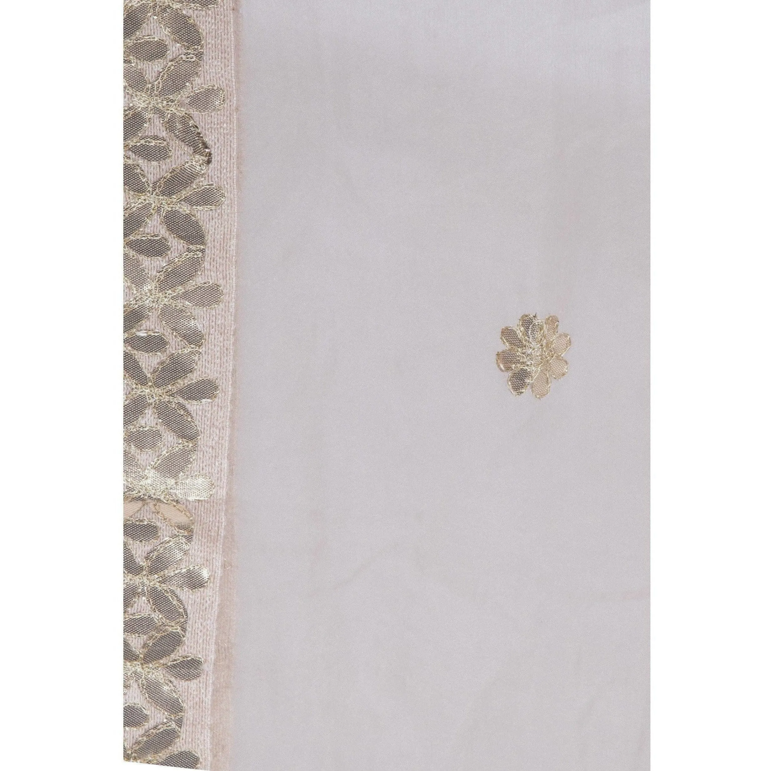 A R Silk Women's Gotta Patti Embroidery Orgenza Cotton White Dupattas and Chunnis