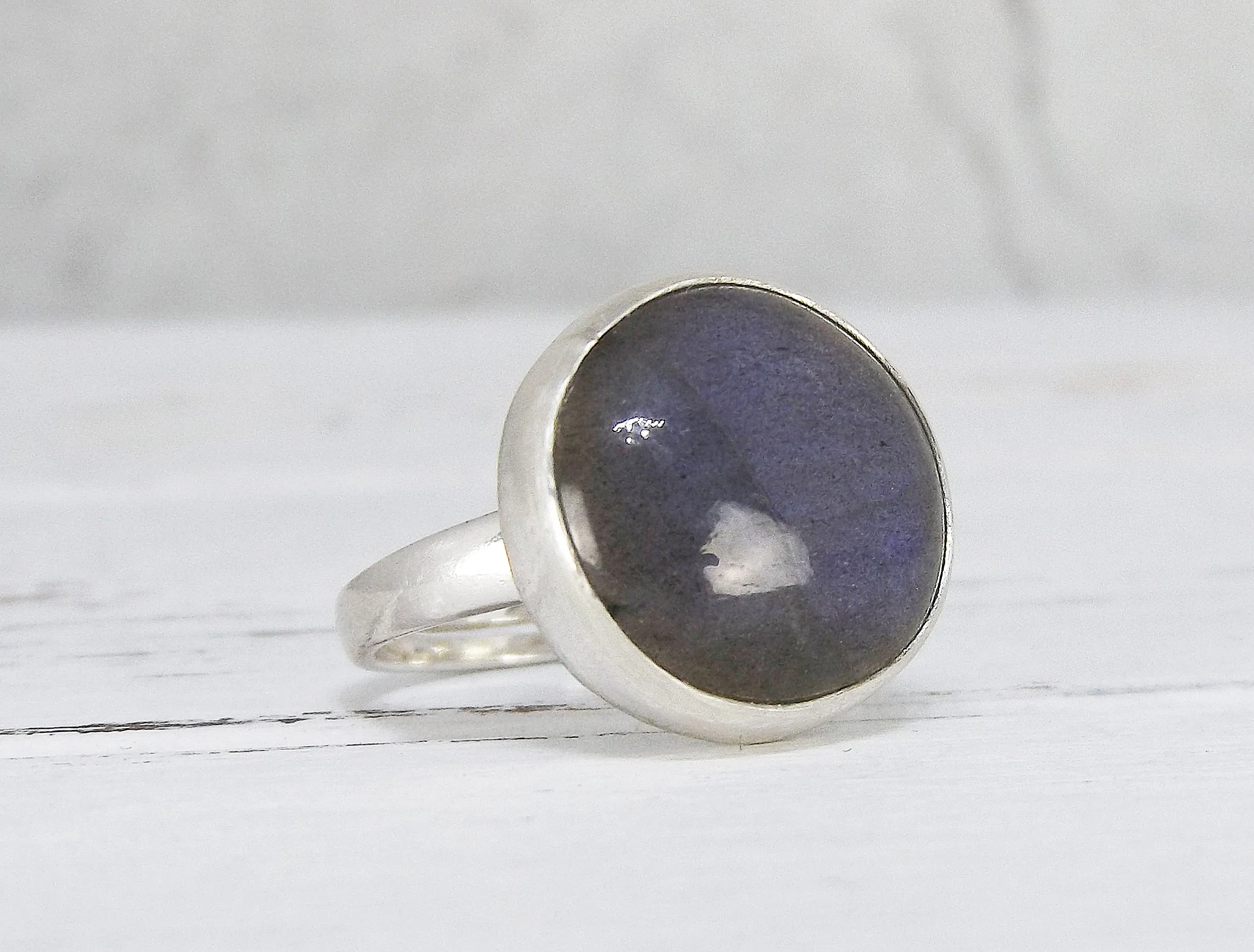 Adjustable Sterling Silver and Labradorite Ring