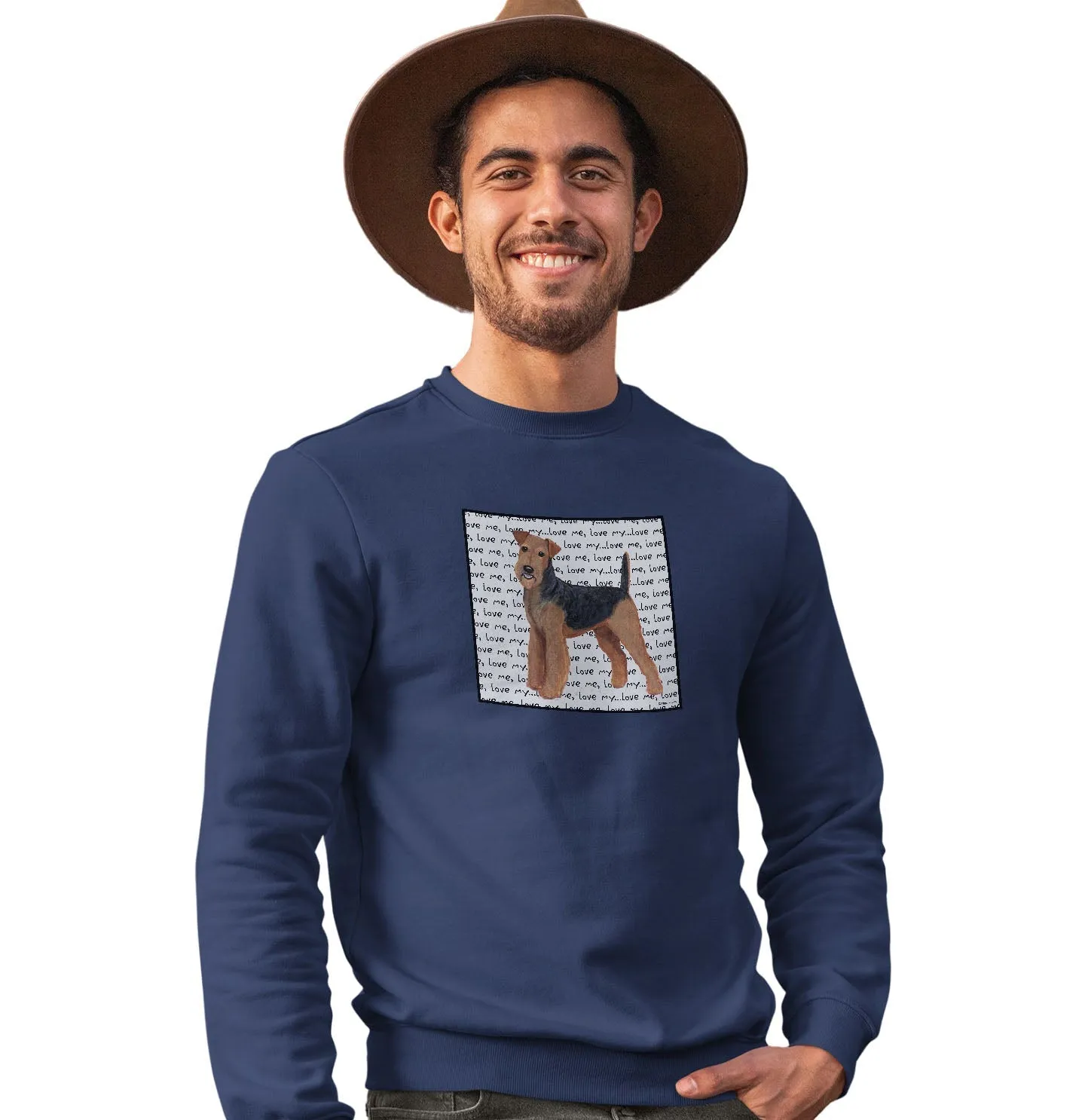 Airedale Terrier Love Text - Adult Unisex Crewneck Sweatshirt