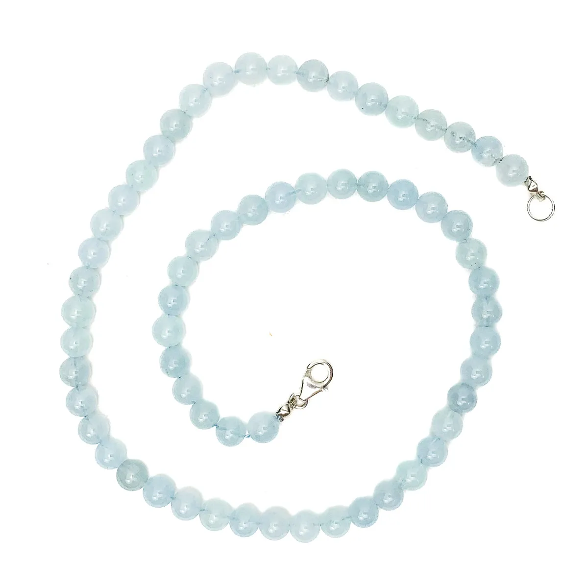 Aquamarine 6mm Necklace With Sterling Silver Trigger Clasp