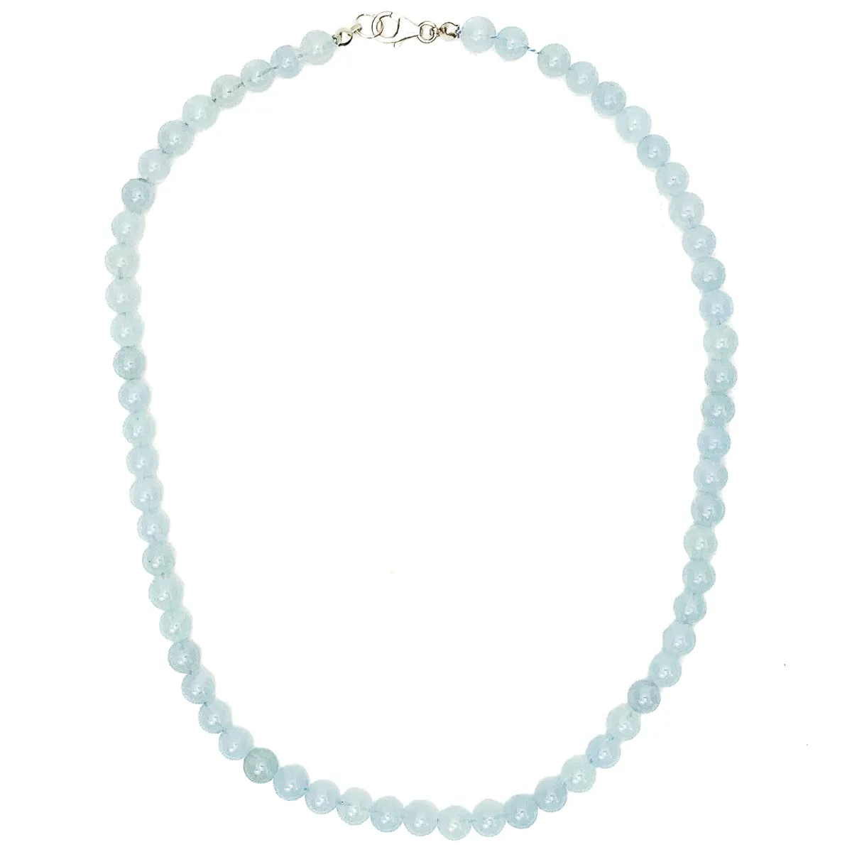 Aquamarine 6mm Necklace With Sterling Silver Trigger Clasp