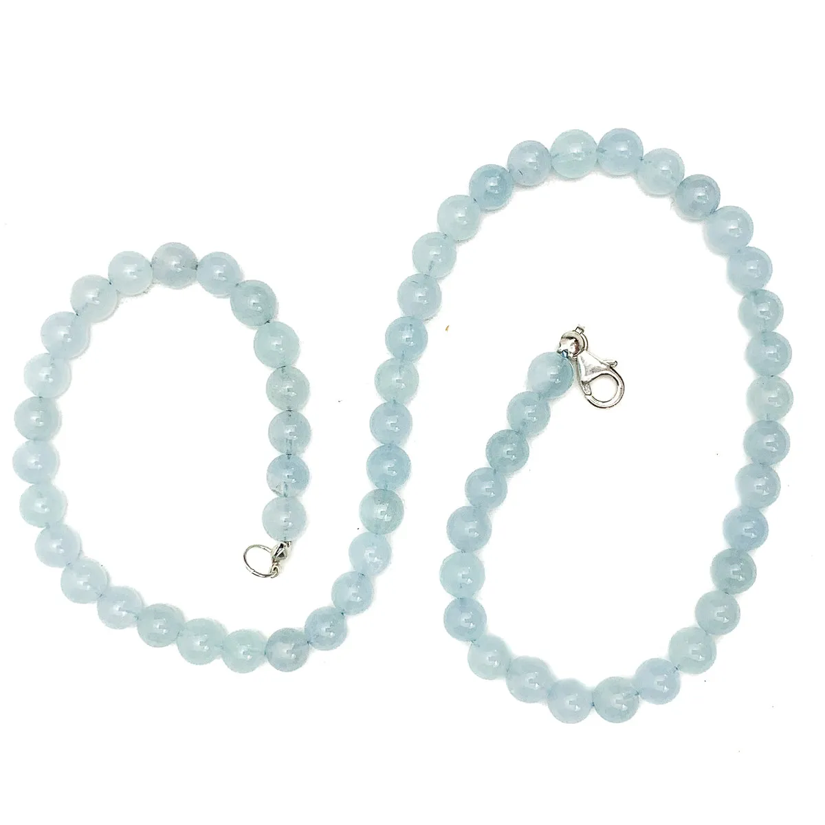 Aquamarine 6mm Necklace With Sterling Silver Trigger Clasp