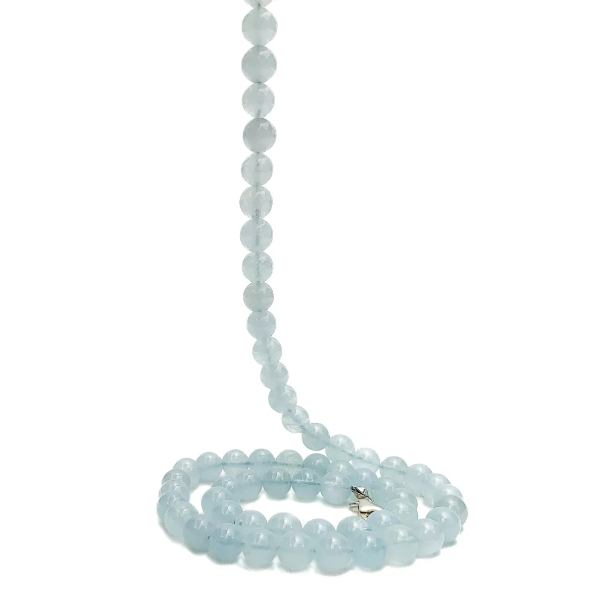 Aquamarine 6mm Necklace With Sterling Silver Trigger Clasp