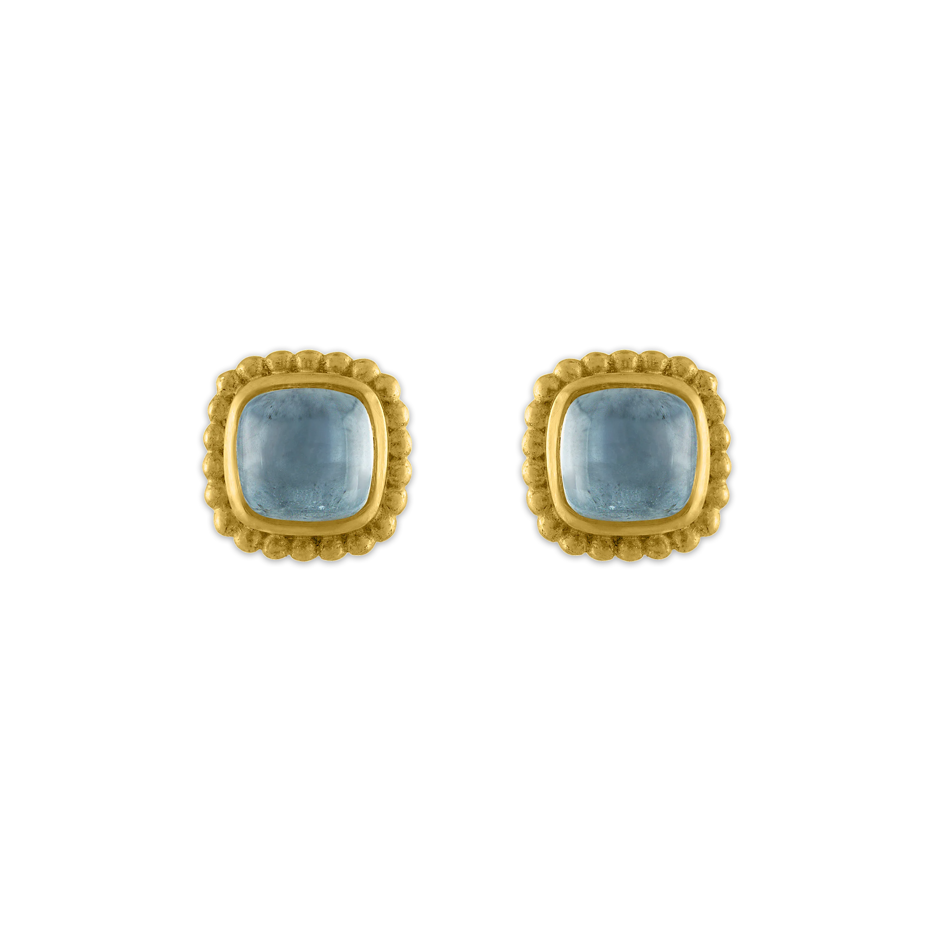 Aquamarine Granulated Stud Earrings