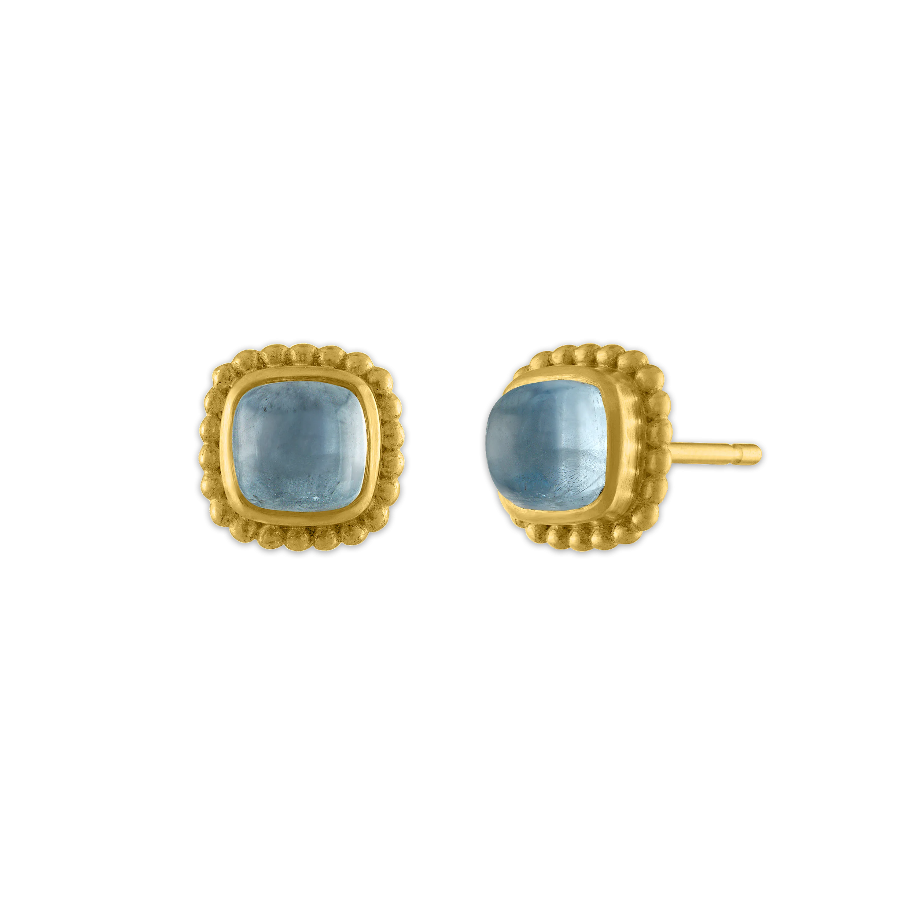 Aquamarine Granulated Stud Earrings