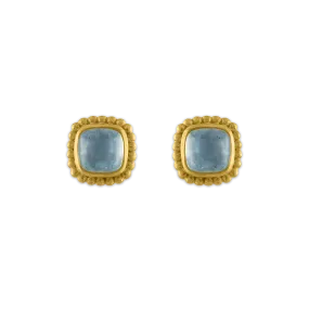 Aquamarine Granulated Stud Earrings