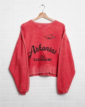 Arkansas Razorbacks Quality Red Cropped Corded Crew Sweatshirt