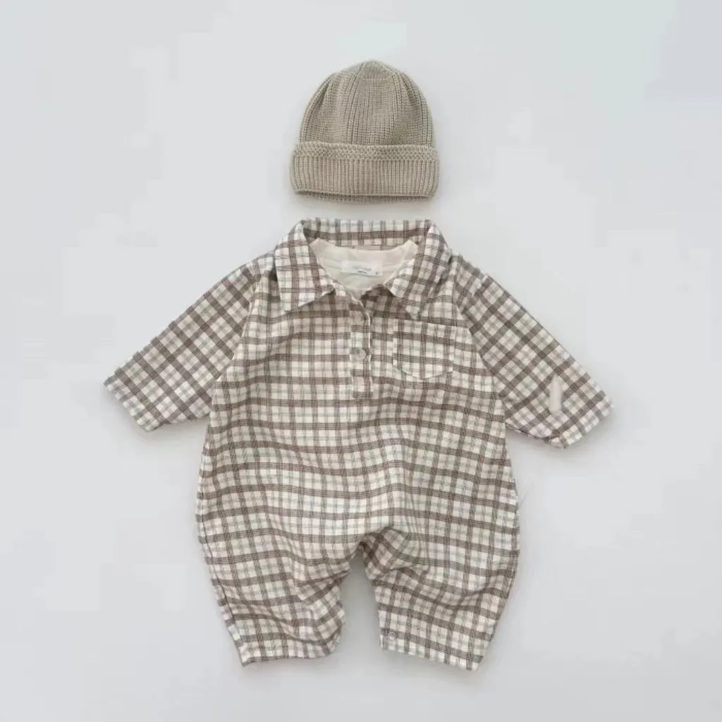 Baby Boys Checked Rompers Wholesale 23082876