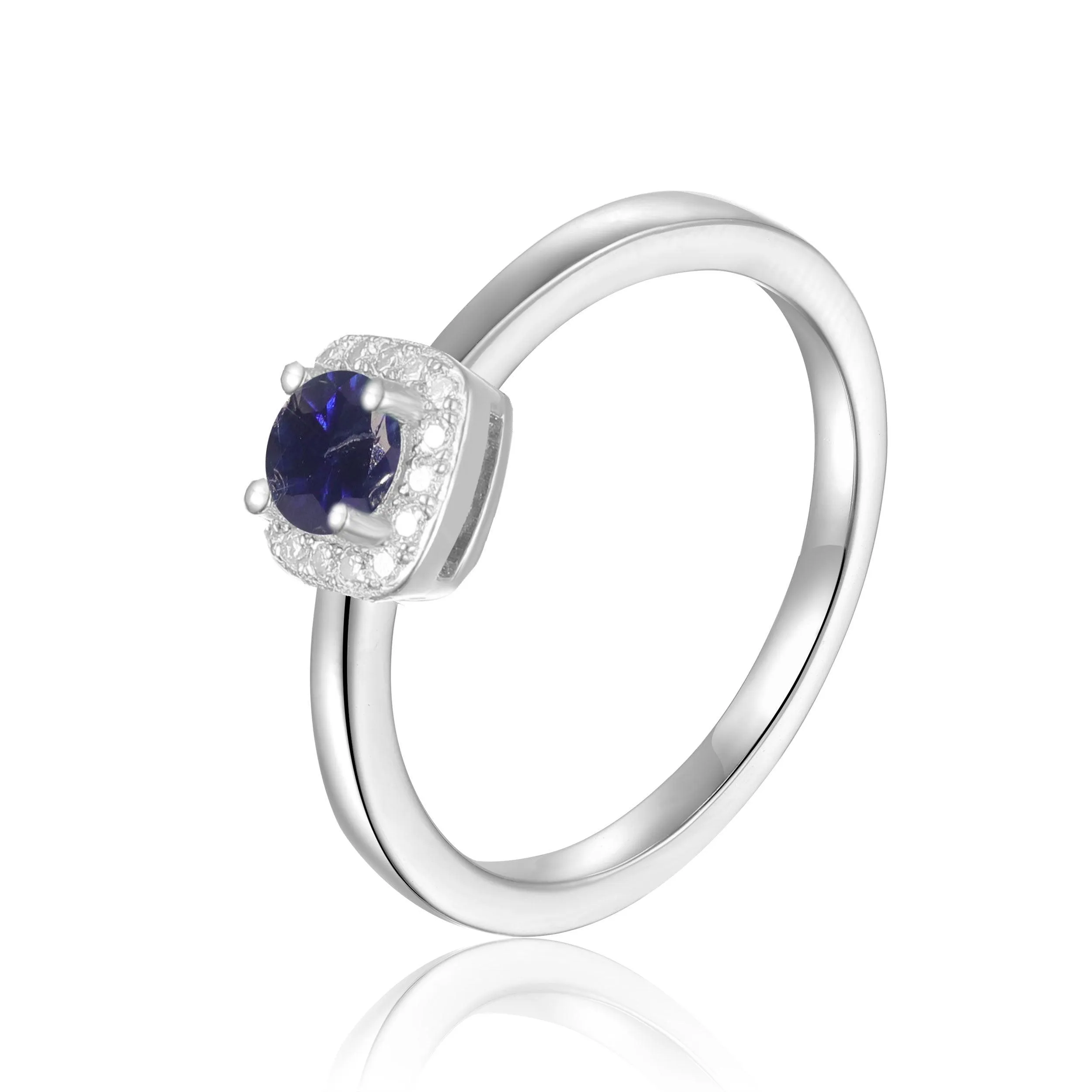 Blue Sapphire Halo Ring