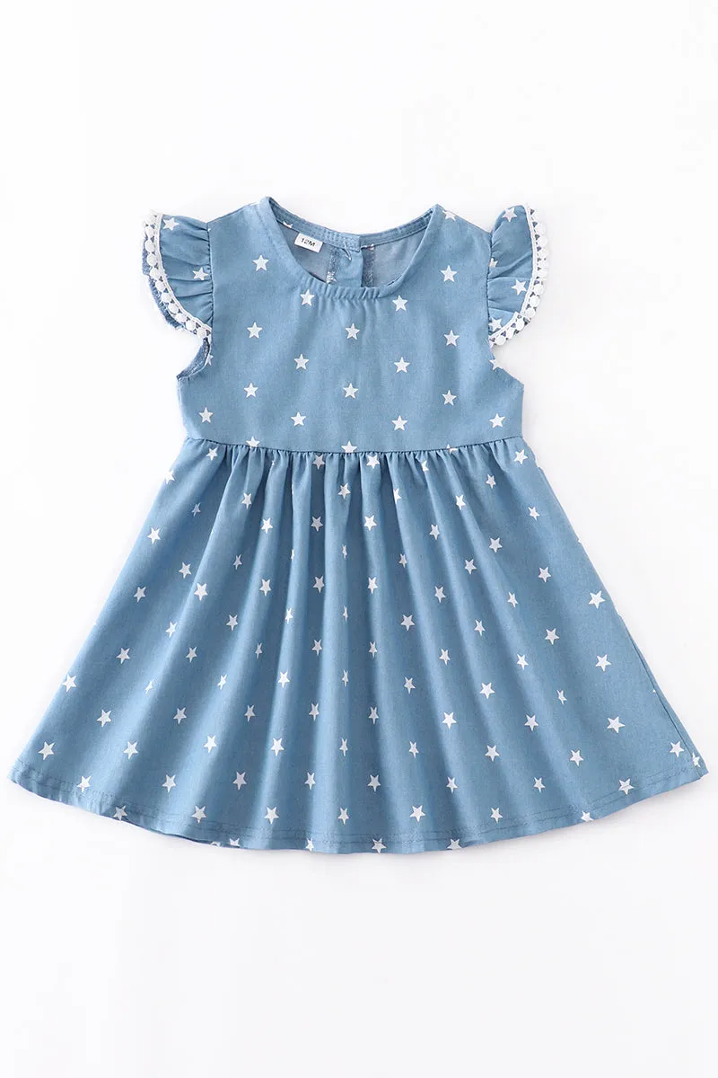 Blue star pom pom dress