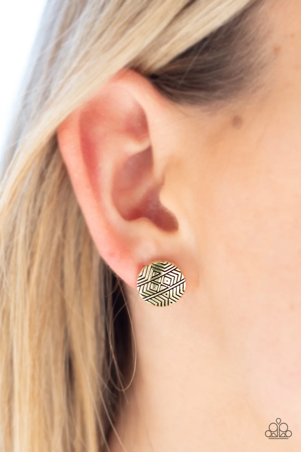 Bright As A Button - Brass Paparazzi Earrings