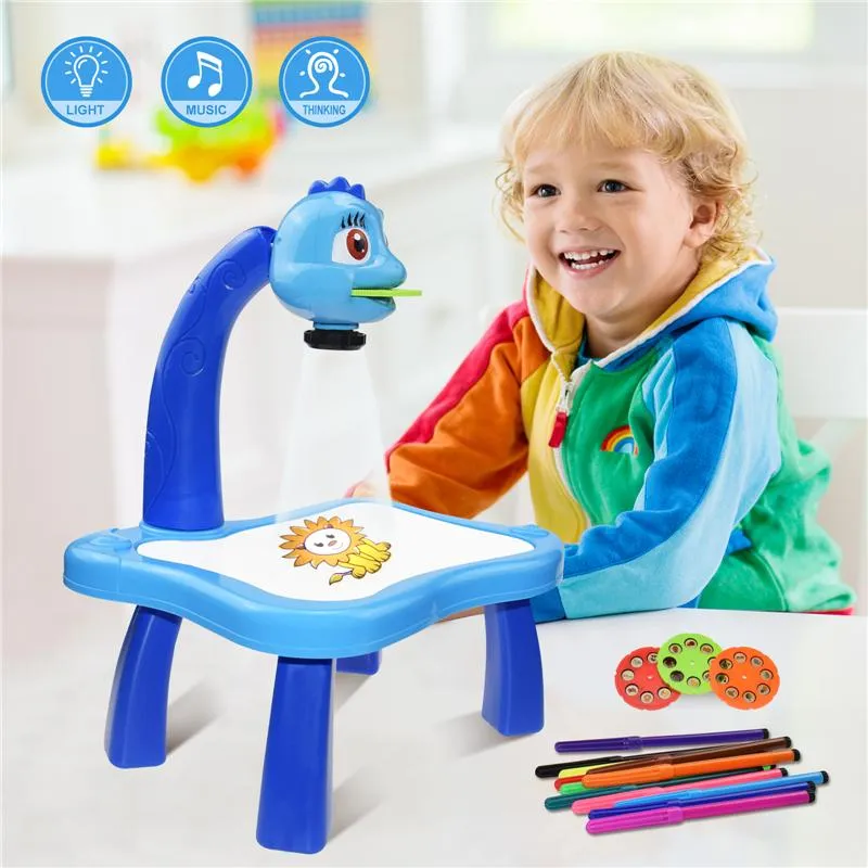 Children Led Projector Painting Art Drawing Table Light Toy For Kids Painting Board Desk Educational Learning Paint Tools Toys