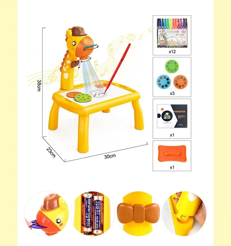 Children Led Projector Painting Art Drawing Table Light Toy For Kids Painting Board Desk Educational Learning Paint Tools Toys