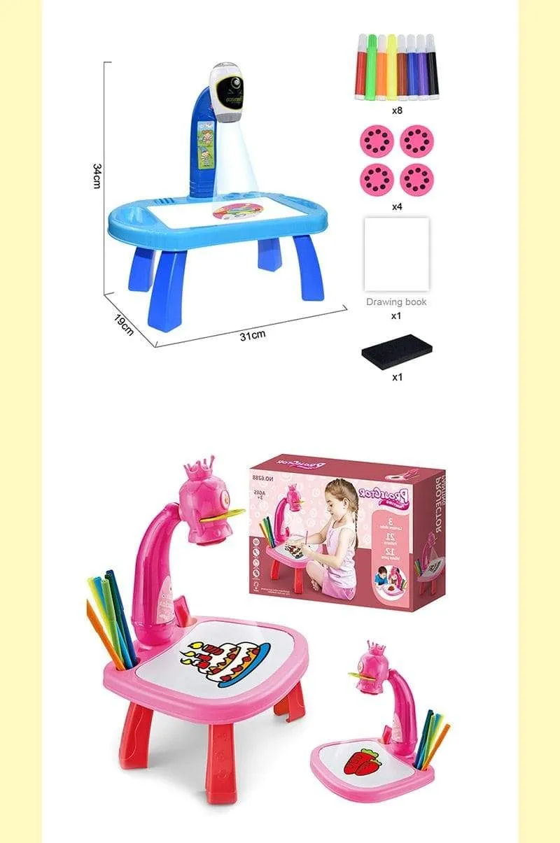 Children Led Projector Painting Art Drawing Table Light Toy For Kids Painting Board Desk Educational Learning Paint Tools Toys