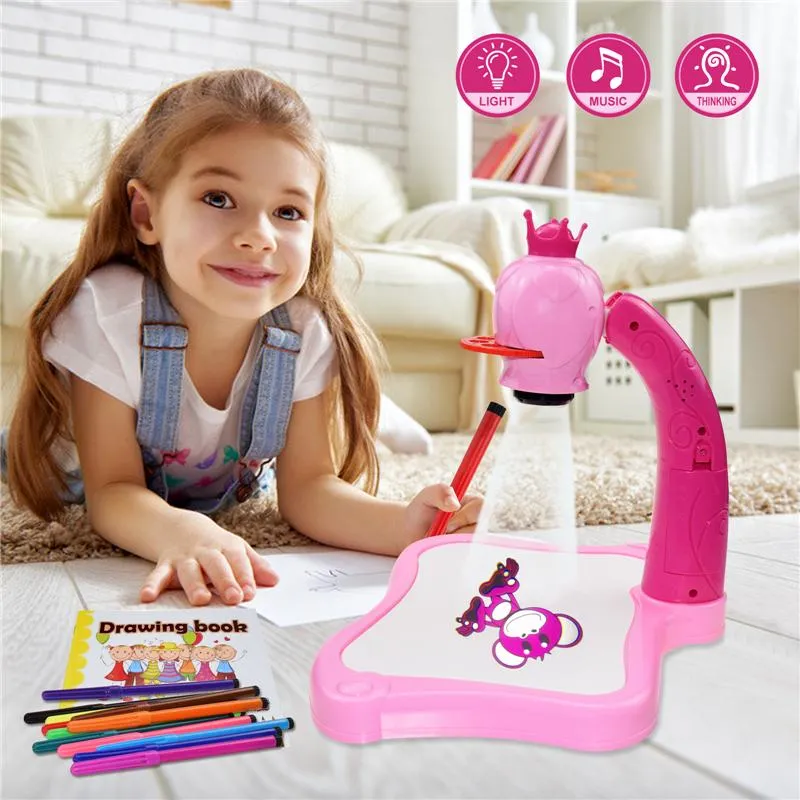 Children Led Projector Painting Art Drawing Table Light Toy For Kids Painting Board Desk Educational Learning Paint Tools Toys