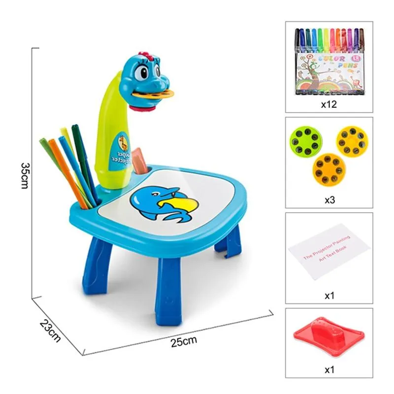 Children Led Projector Painting Art Drawing Table Light Toy For Kids Painting Board Desk Educational Learning Paint Tools Toys