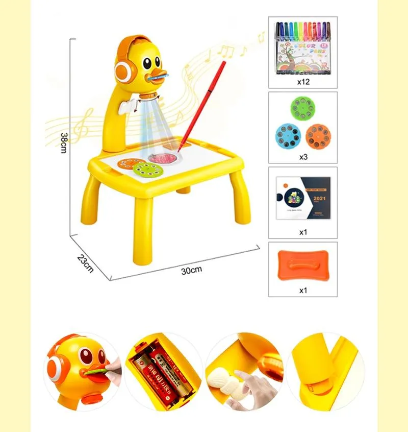 Children Led Projector Painting Art Drawing Table Light Toy For Kids Painting Board Desk Educational Learning Paint Tools Toys