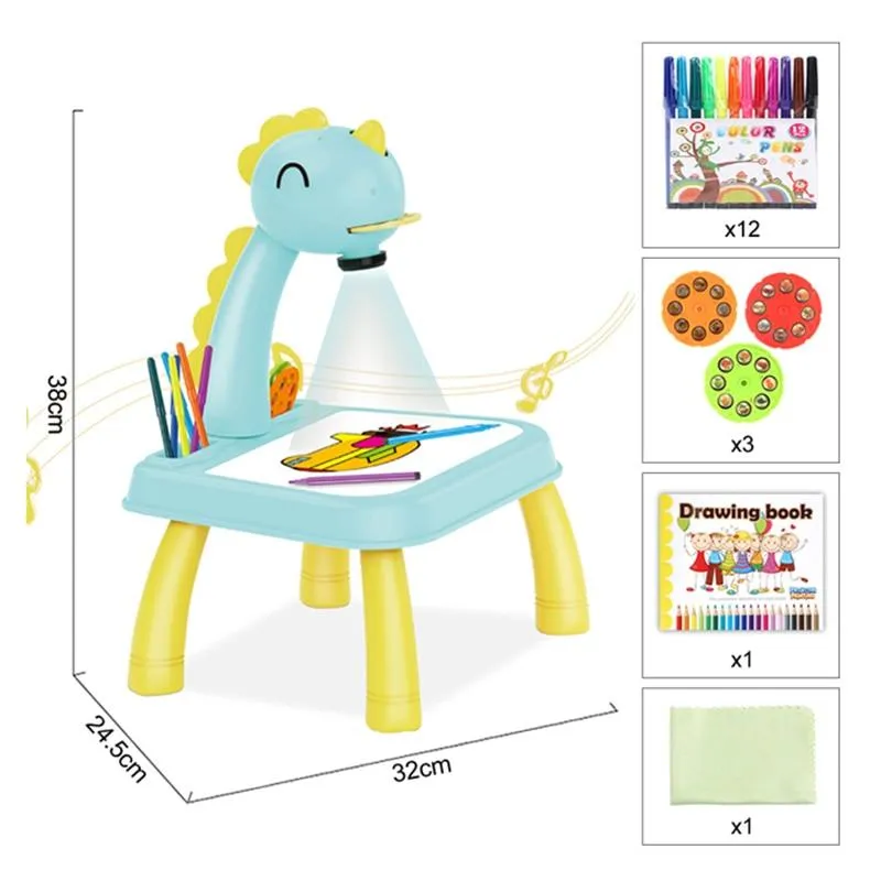 Children Led Projector Painting Art Drawing Table Light Toy For Kids Painting Board Desk Educational Learning Paint Tools Toys