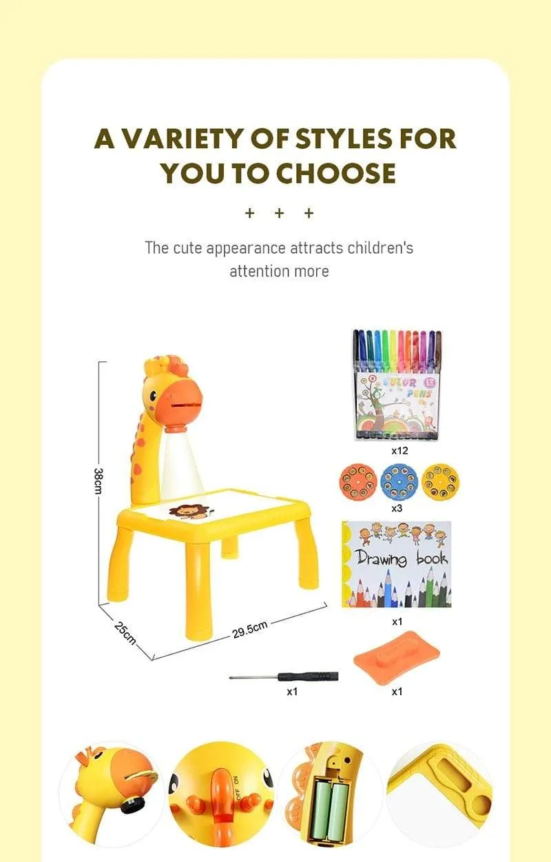 Children Led Projector Painting Art Drawing Table Light Toy For Kids Painting Board Desk Educational Learning Paint Tools Toys