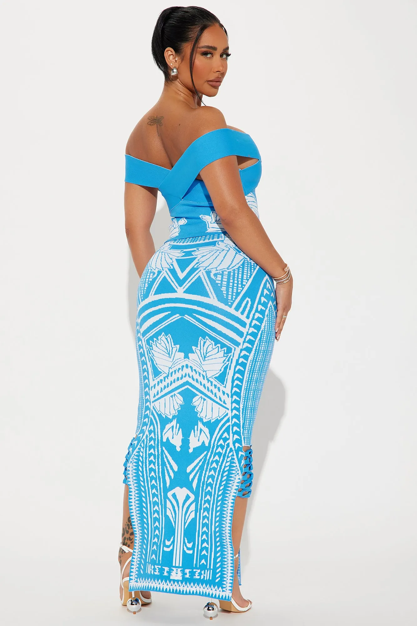 Cierra Bandage Skirt Set - Blue/combo