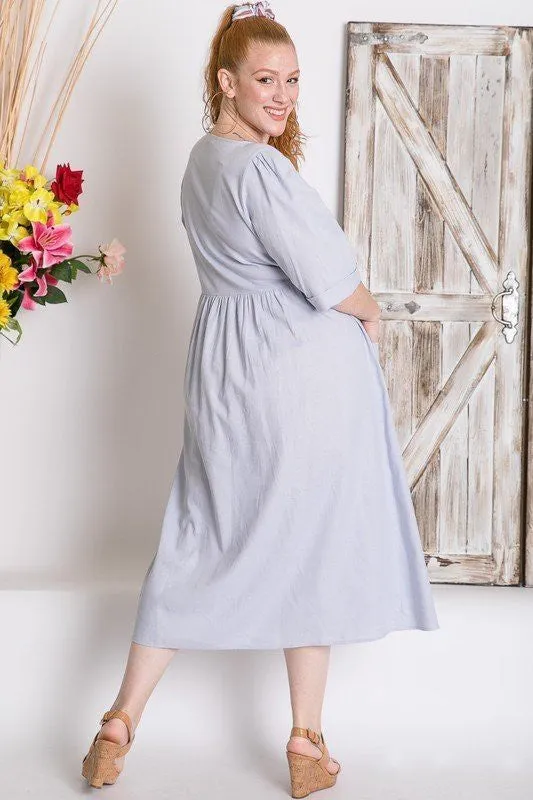 Coleen Linen Dress in Lavender Blue PLUS