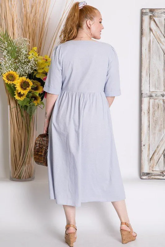 Coleen Linen Dress in Lavender Blue PLUS