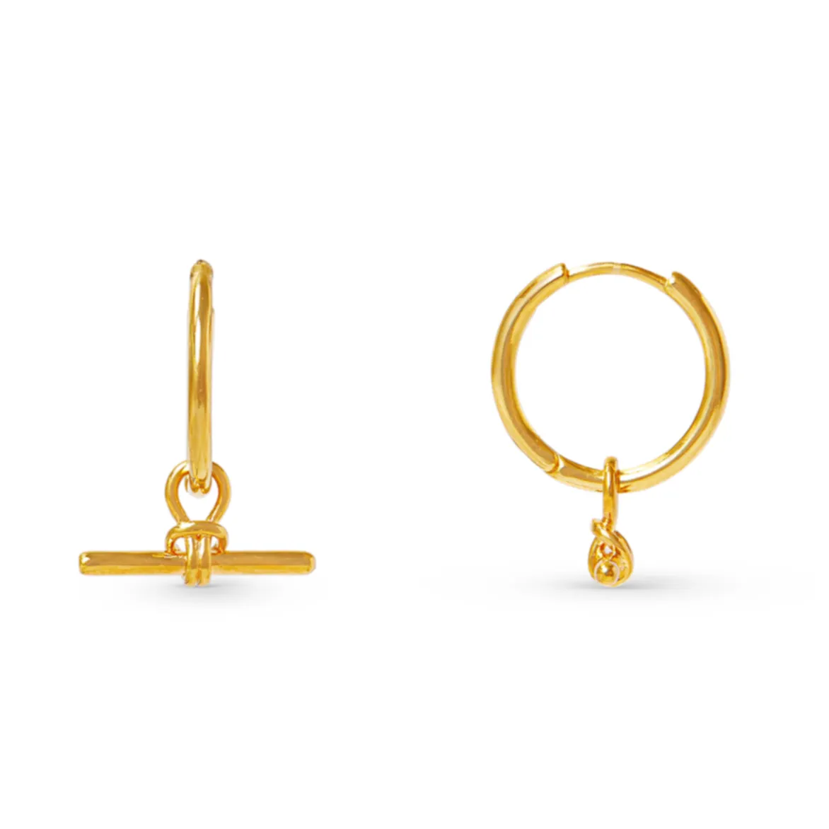 Dainty T-Bar Knot Hoop Earrings - Gold