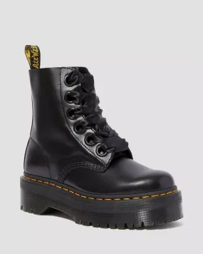 Doc Martens Women's MOLLY WOMEN'S LEATHER PLATFORM BOOTS (Black Butter)