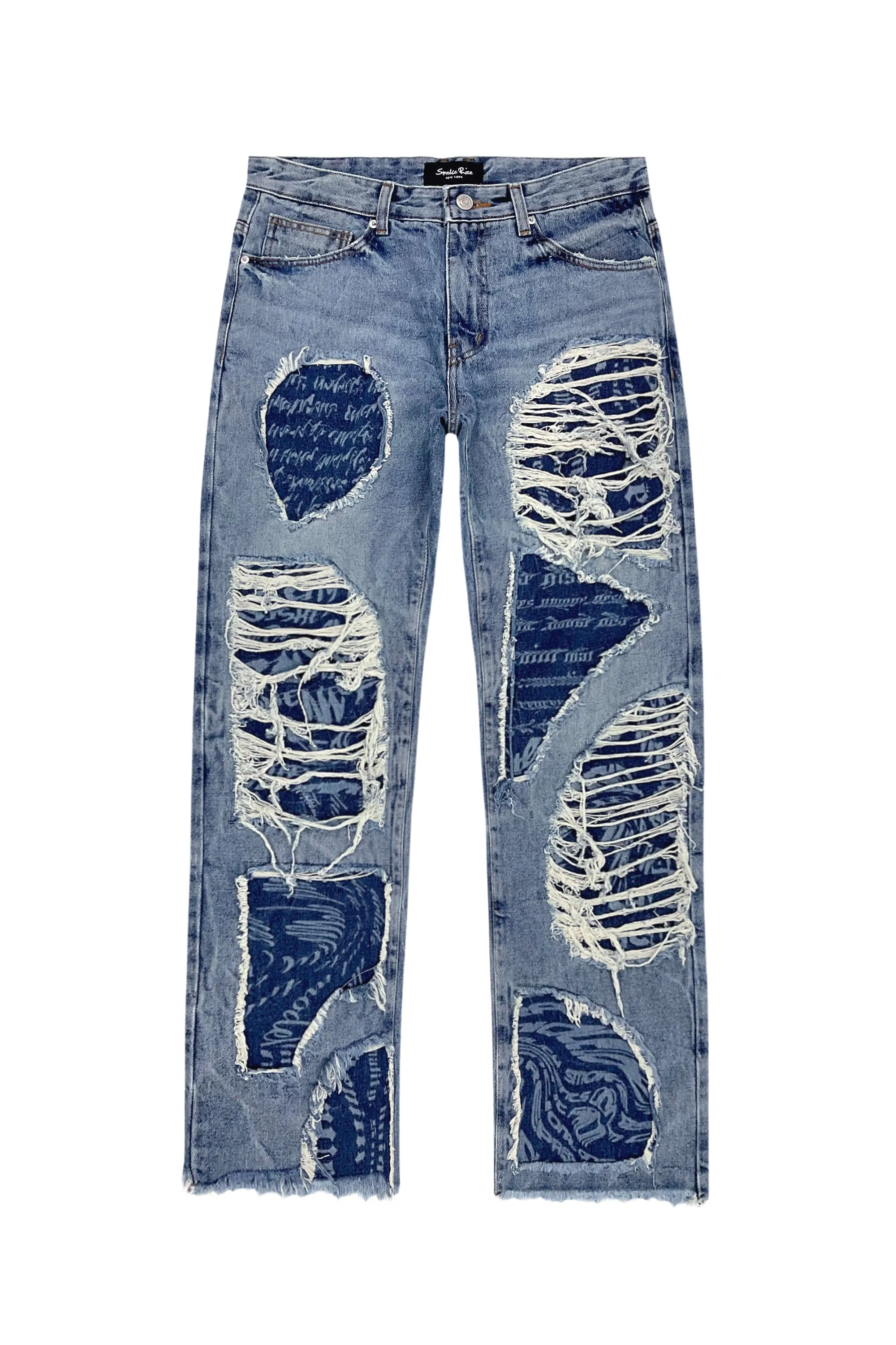 Doodling Cut Denim Pants - Intense Blue