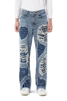 Doodling Cut Denim Pants - Intense Blue