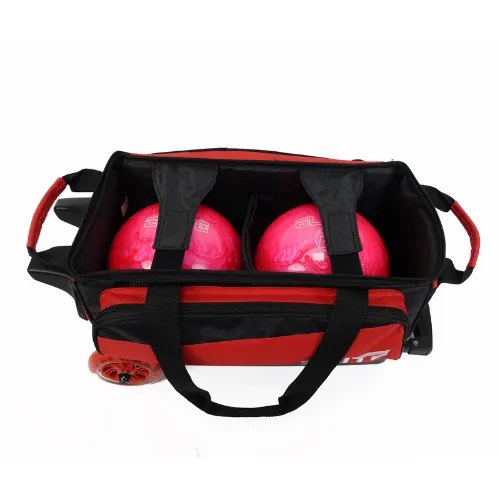 ELITE Deluxe Double Roller Bowling Bag Red