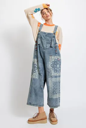 Frankie Bandana Printed Overalls in Denim