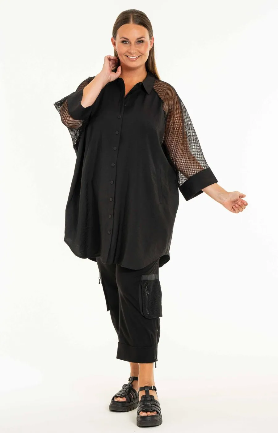 Gozzip Cleo Long Shirt in Black