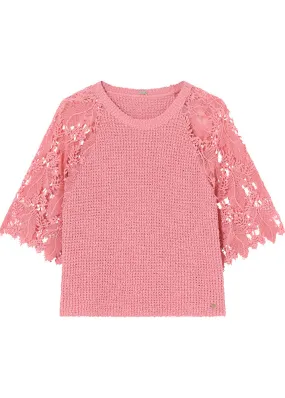 Gustav Myra knit w. lace sleeves 53402 Pink Icing