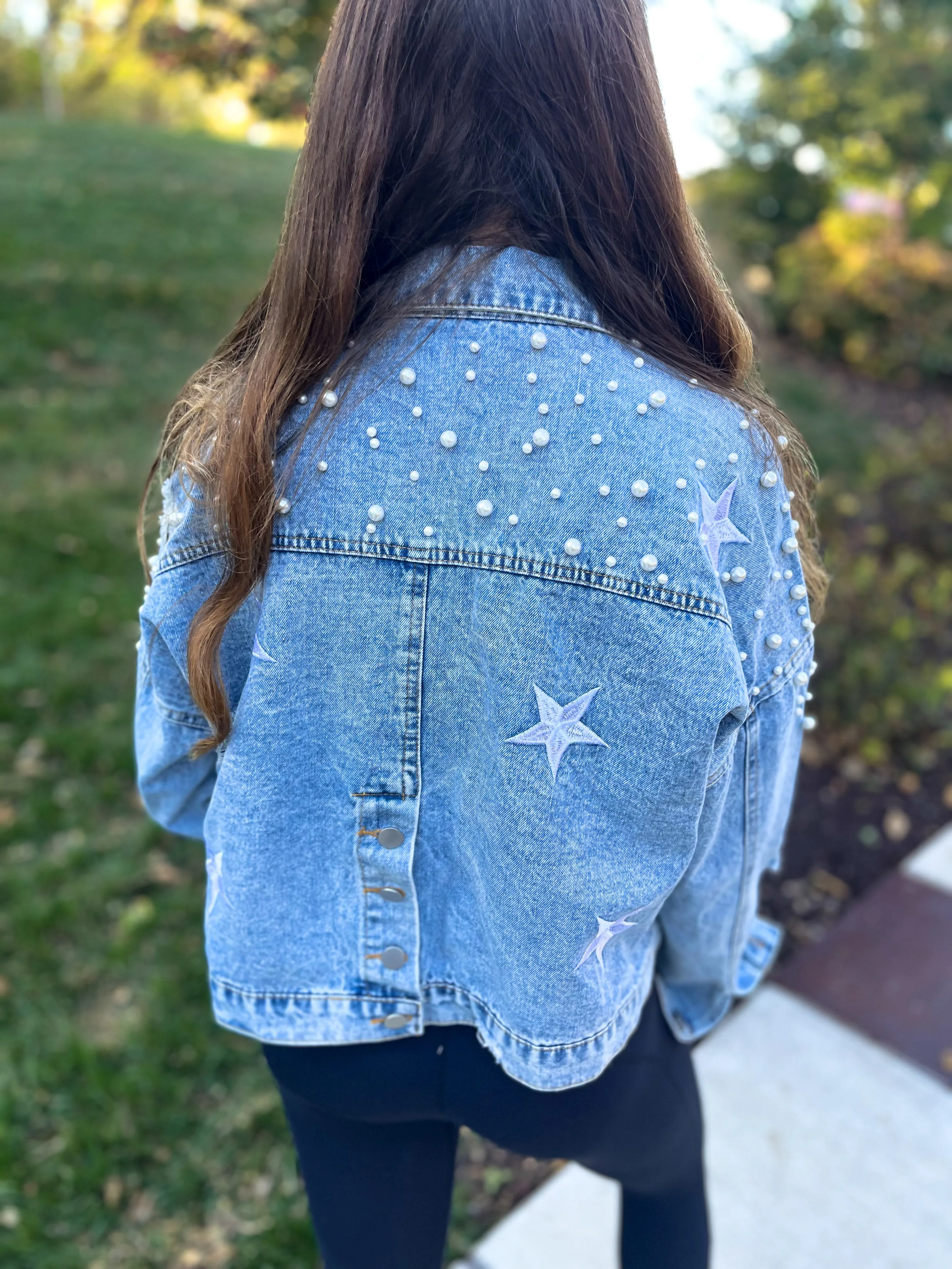 Haven Pearl Studded Denim Jacket