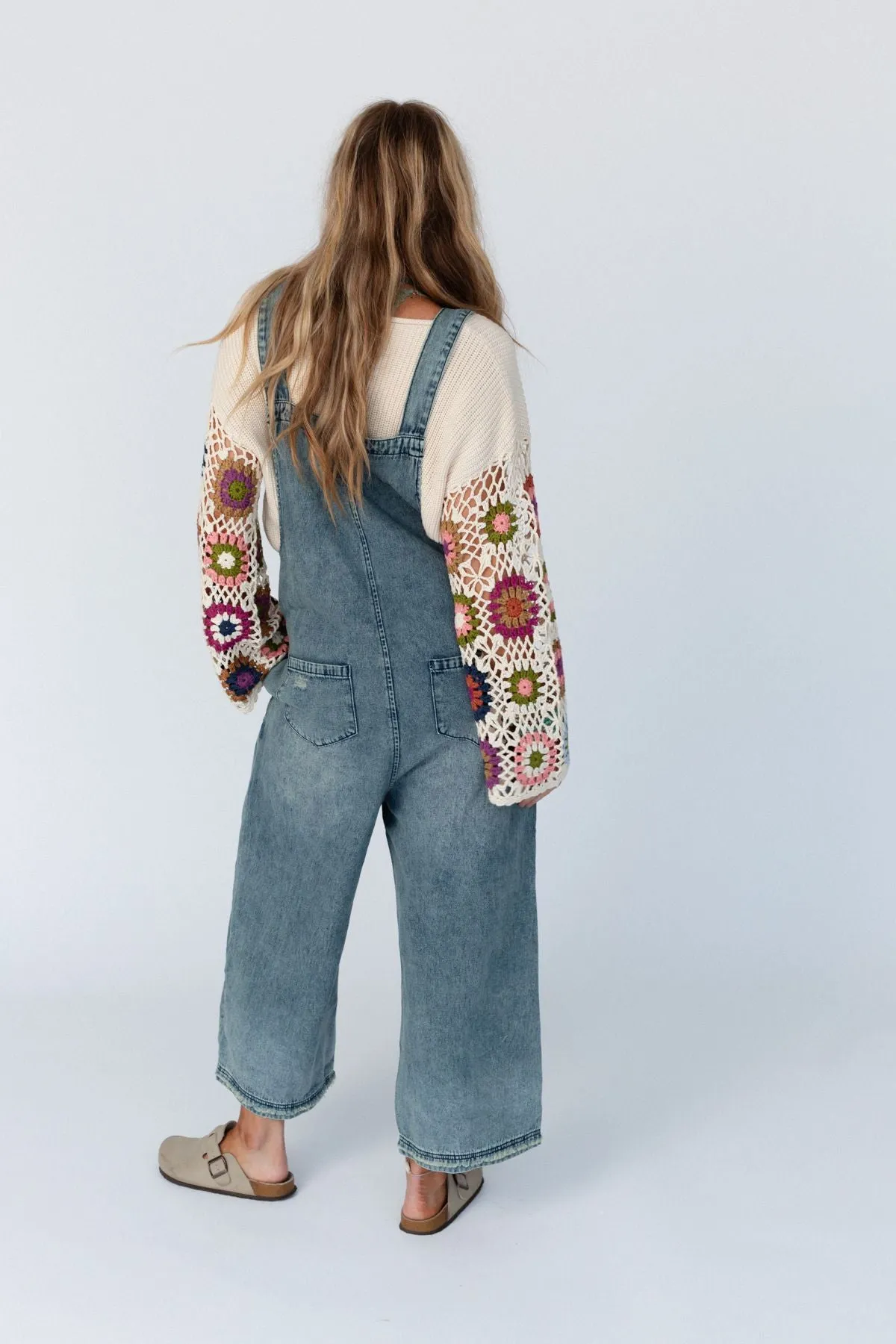 High Hopes Slouchy Pocket Denim Overalls - Blue Pockets