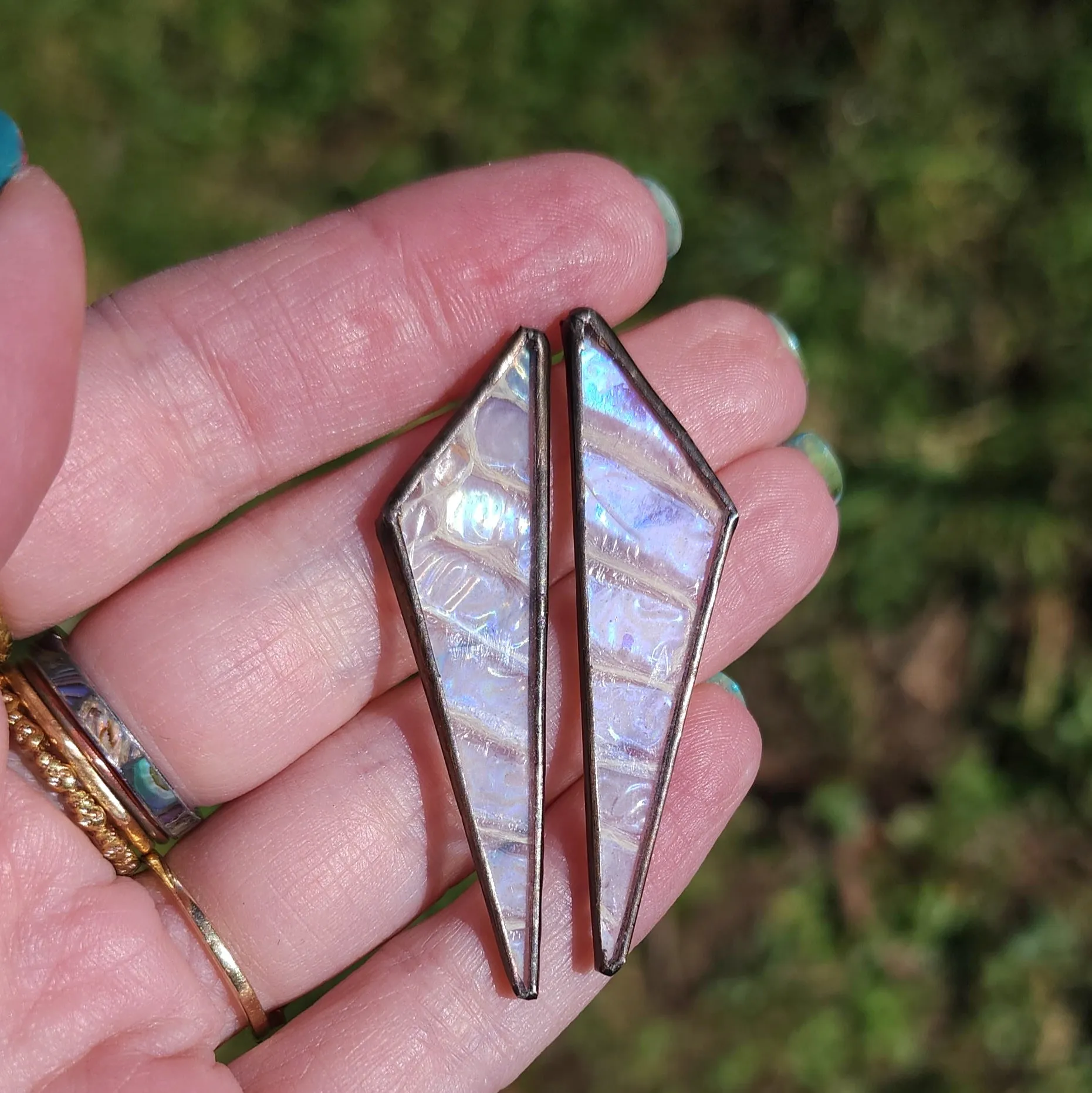 Iridescent Snakeskin Shed (A)Symmetry Post Earrings