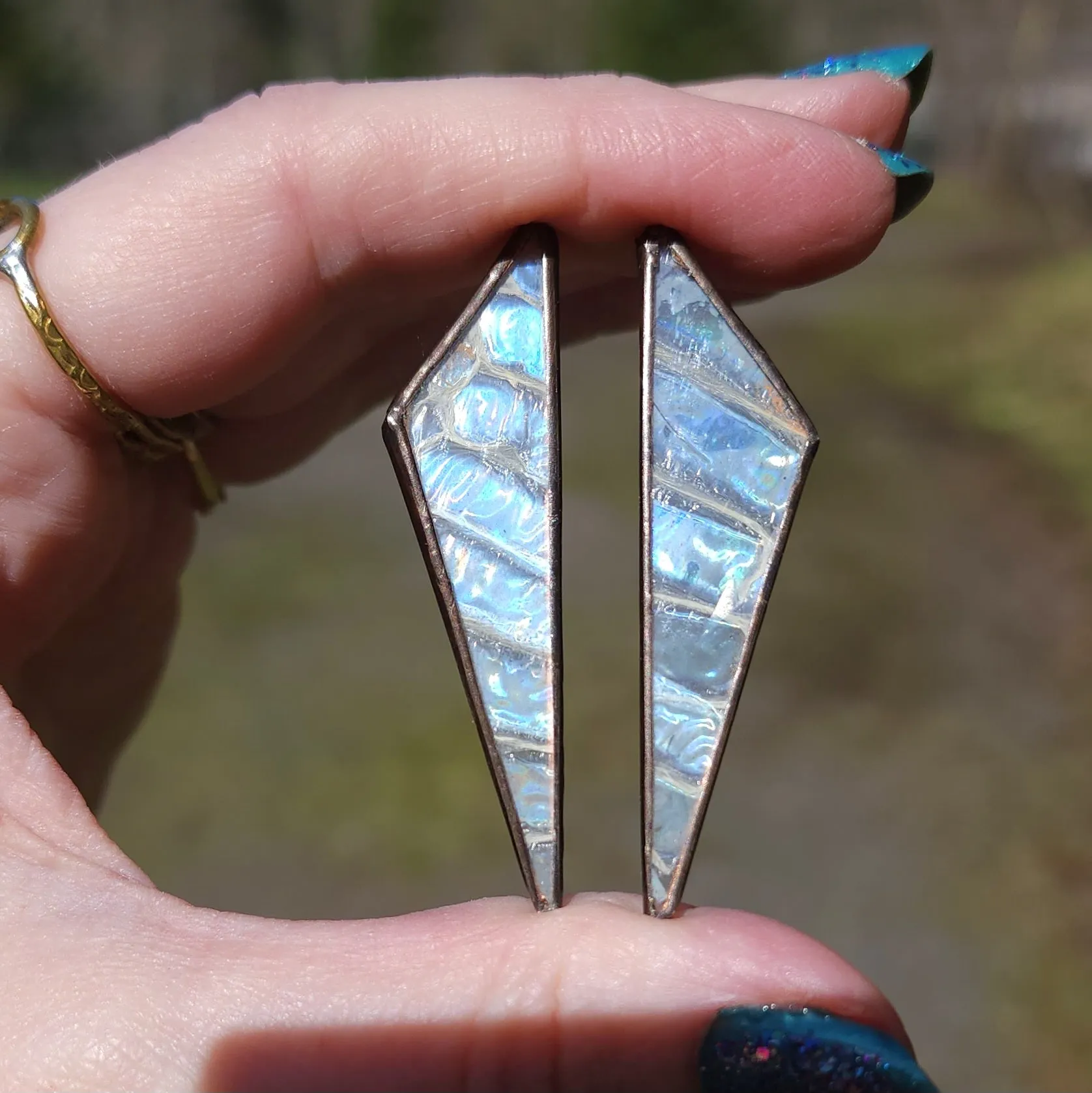 Iridescent Snakeskin Shed (A)Symmetry Post Earrings