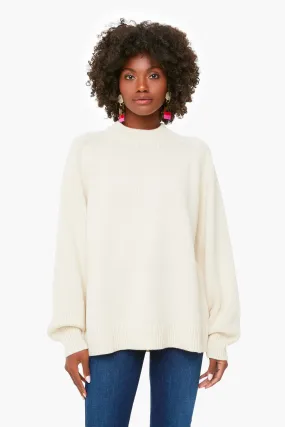 Ivory Oversize Cashmere Crewneck Sweater