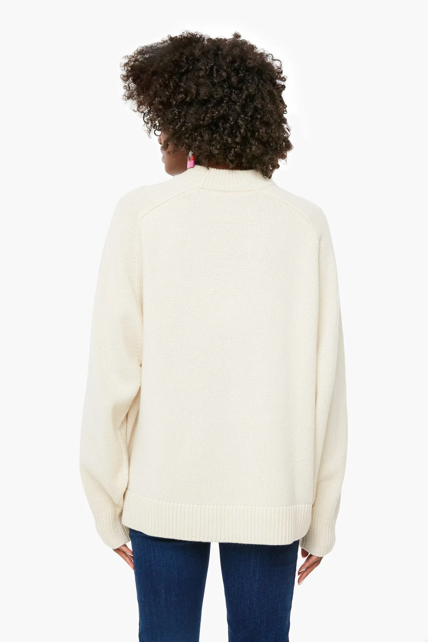 Ivory Oversize Cashmere Crewneck Sweater