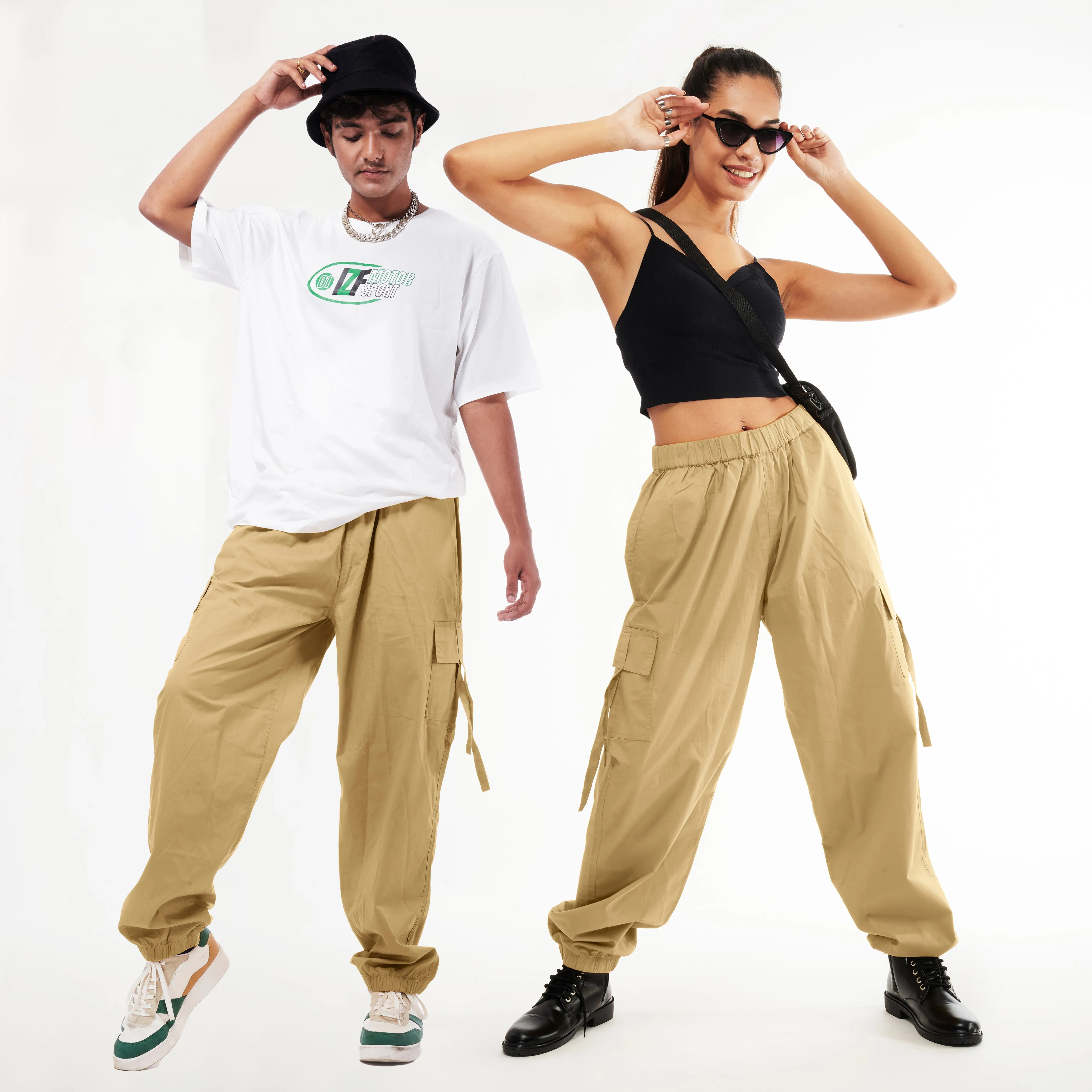 Khaki Cargo Parachute Pants