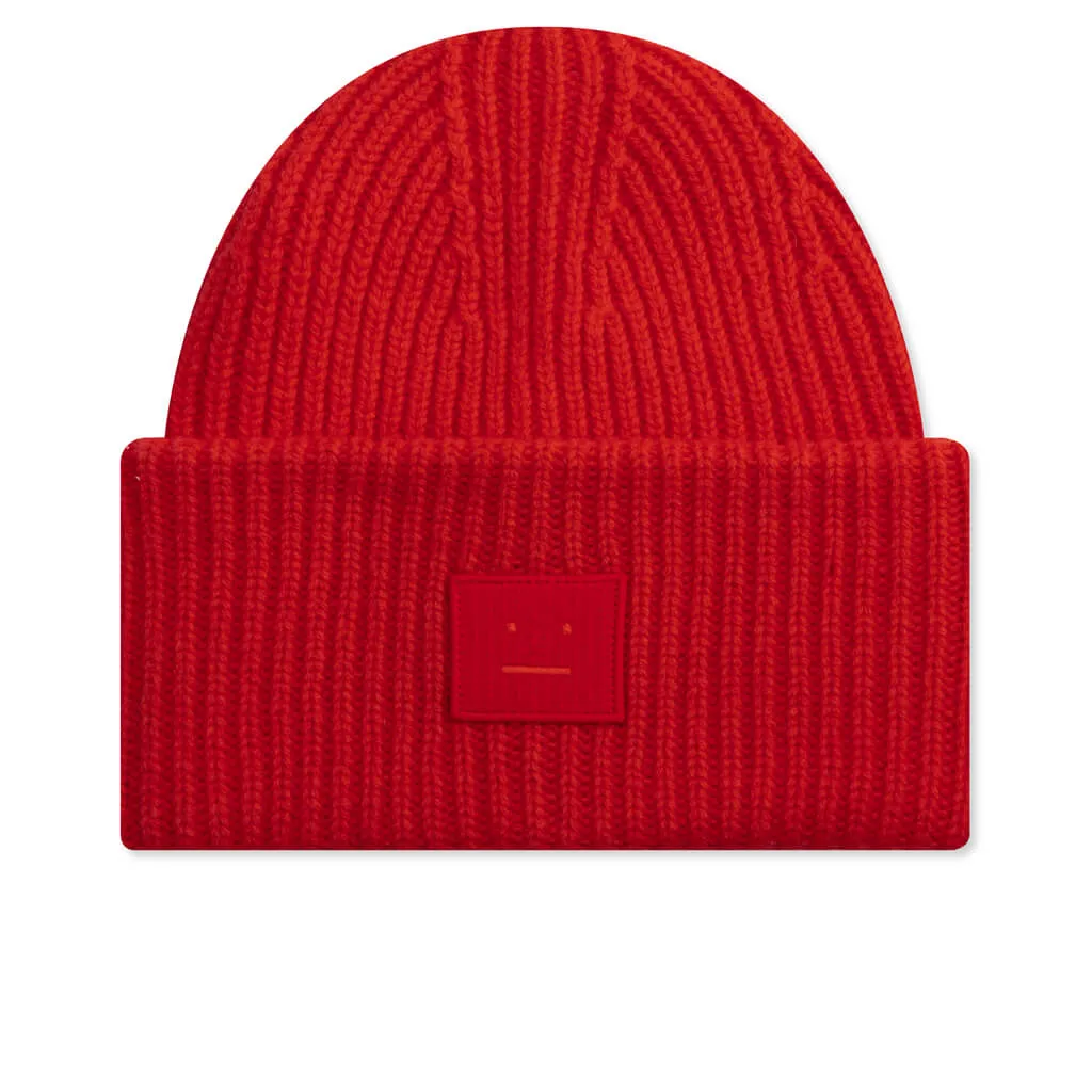 Large Face Logo Beanie - Sharp Red