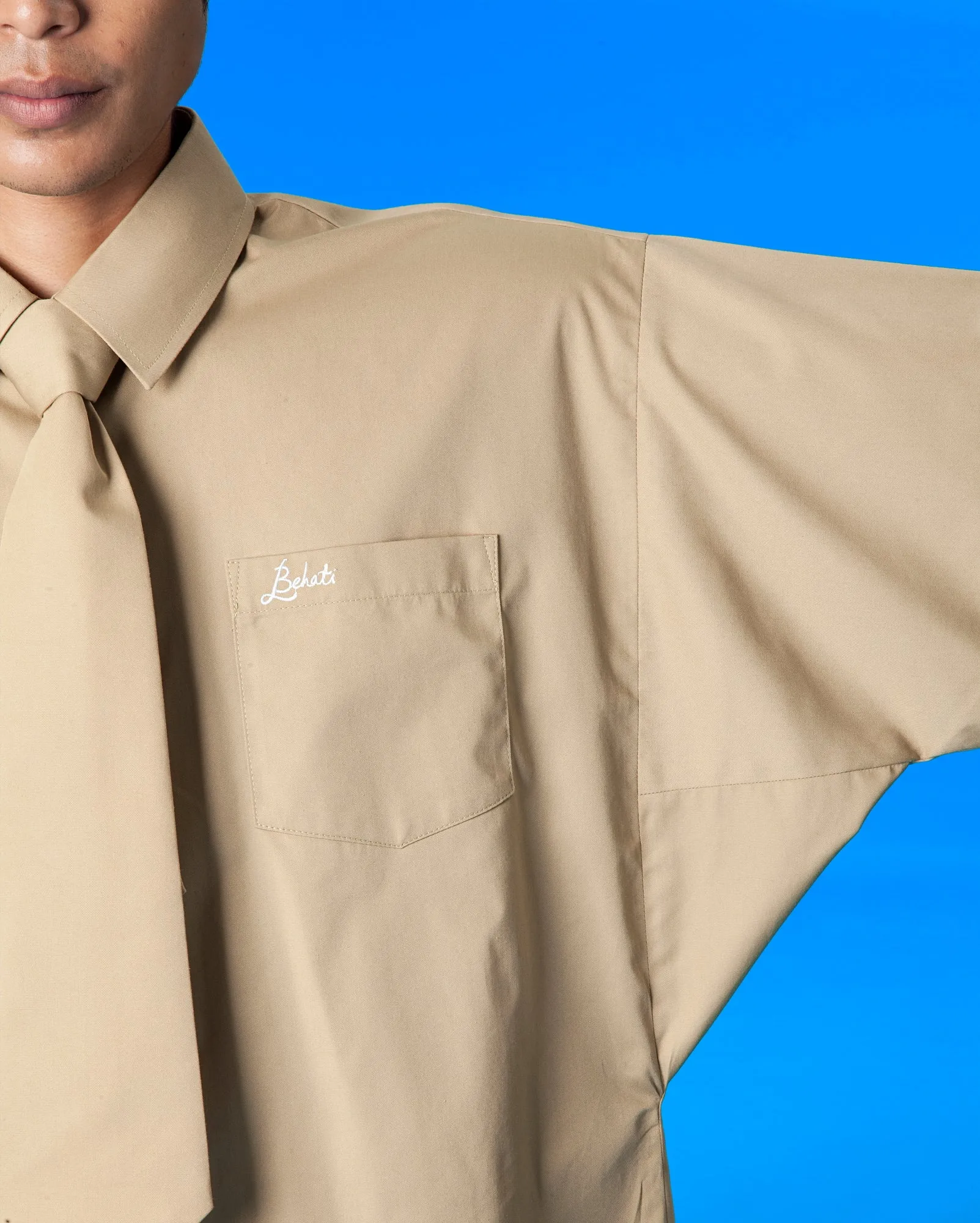 Mahkota Shirt with Tie (Khaki)