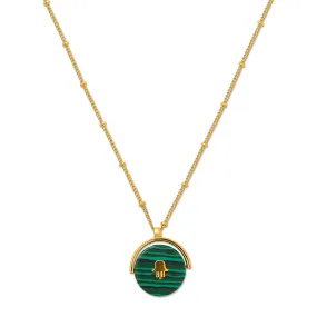 Malachite Hamsa Hand Spinner Necklace