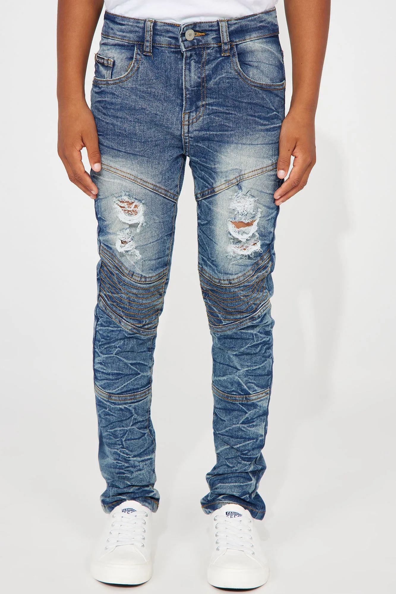 Mini Keep It Rising Moto Skinny Jeans - Blue Wash