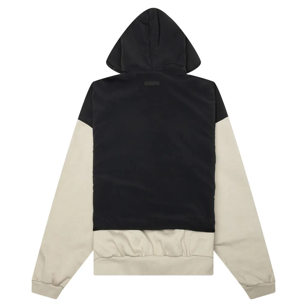 Nylon Fleece Hooded Sweater - Seal/Jet Black